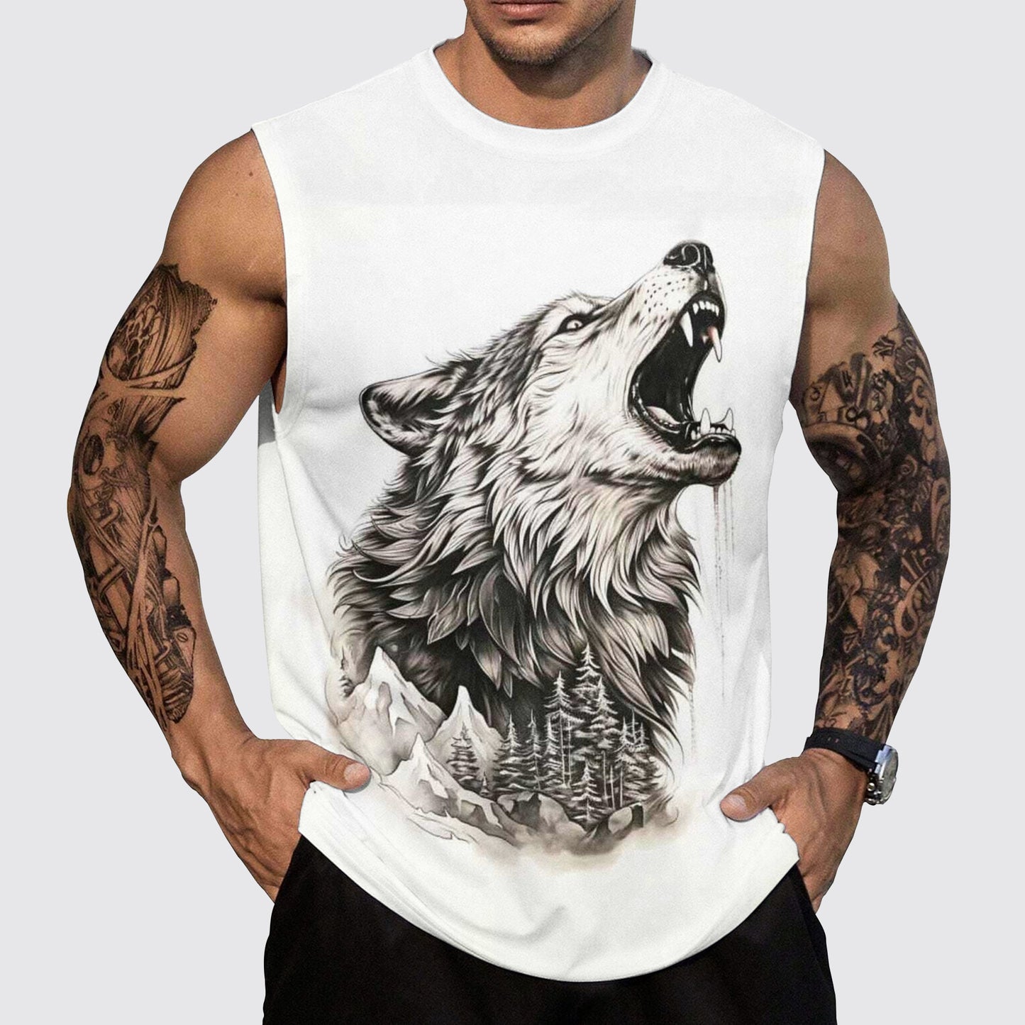 Wolf Round Neck Tank Top – Untamed Spirit Edition- TT01761