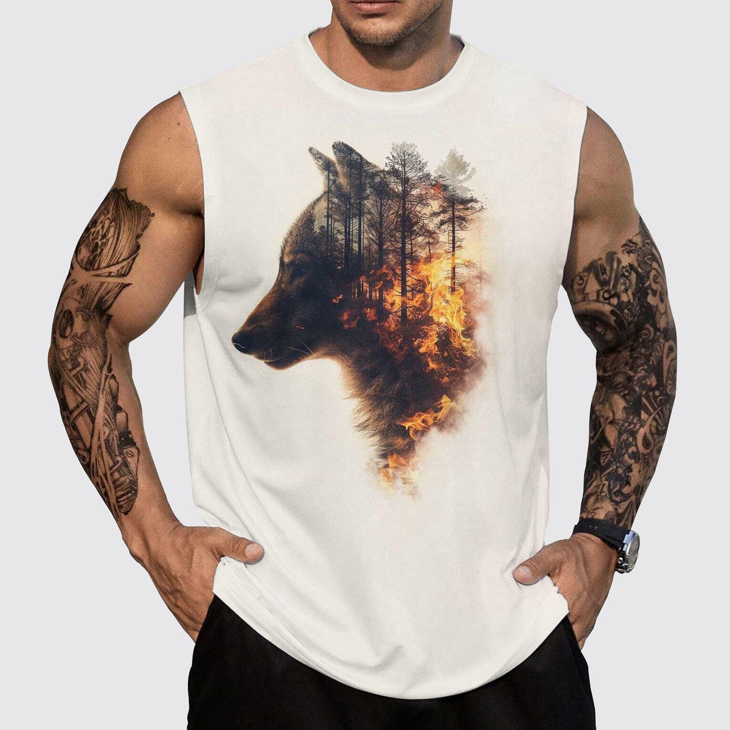 Wolf Round Neck Tank Top – Untamed Spirit Edition- TT01764